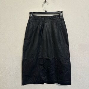 Vintage Jacqueline Farrar Leather Midi Skirt in Excellent Condition